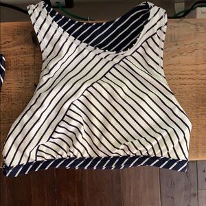 Athleta High Neck Bikini Top Reversible Stripe XS